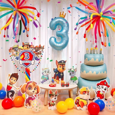 优益贝汪汪队主题生日布置12345周岁男女孩儿童派对场景氛围装饰 汪汪队生日kt板全套+气球+拉旗
