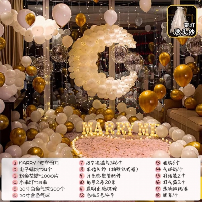 德双曼求婚布置室内520送女朋友礼物表白道具套餐生日装饰场景气球神器 【月下定终身】ins推荐求婚