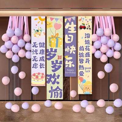 青苇 生日装饰布置条幅儿童生日宴派对装饰生日气球套装岁岁欢愉